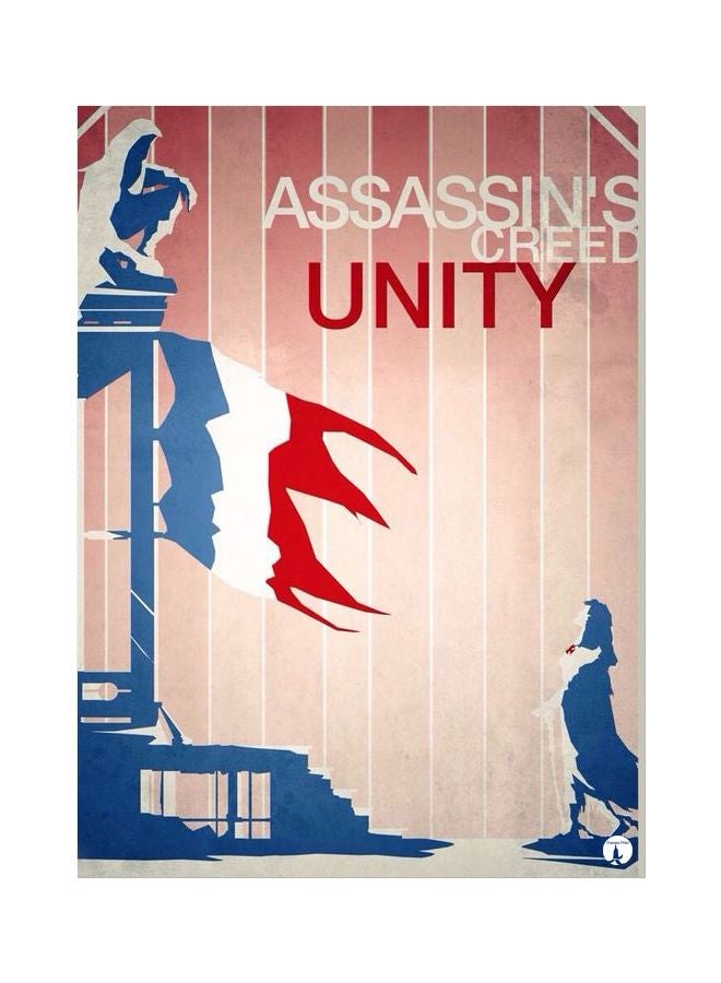 لوحة ماوس مزينة بطبعة مستوحاة من لعبة الفيديو "Assassin's Creed Unity" أزرق/أبيض/أحمر