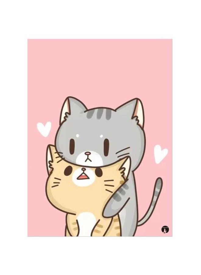 بي بي لوح ماوس بطبعة قطة وردي/رمادي/بيج