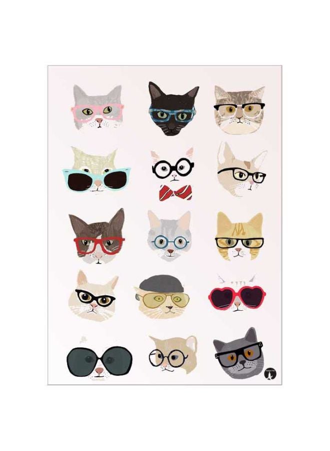 Cats Printed Mousepad Brown/Red/Black