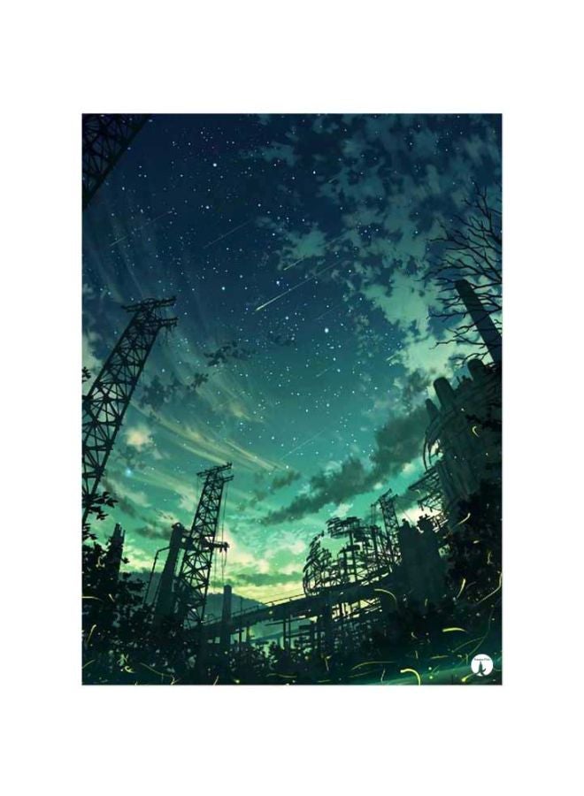 BP A Night Sky Printed Mouse Pad Green/Blue/Black