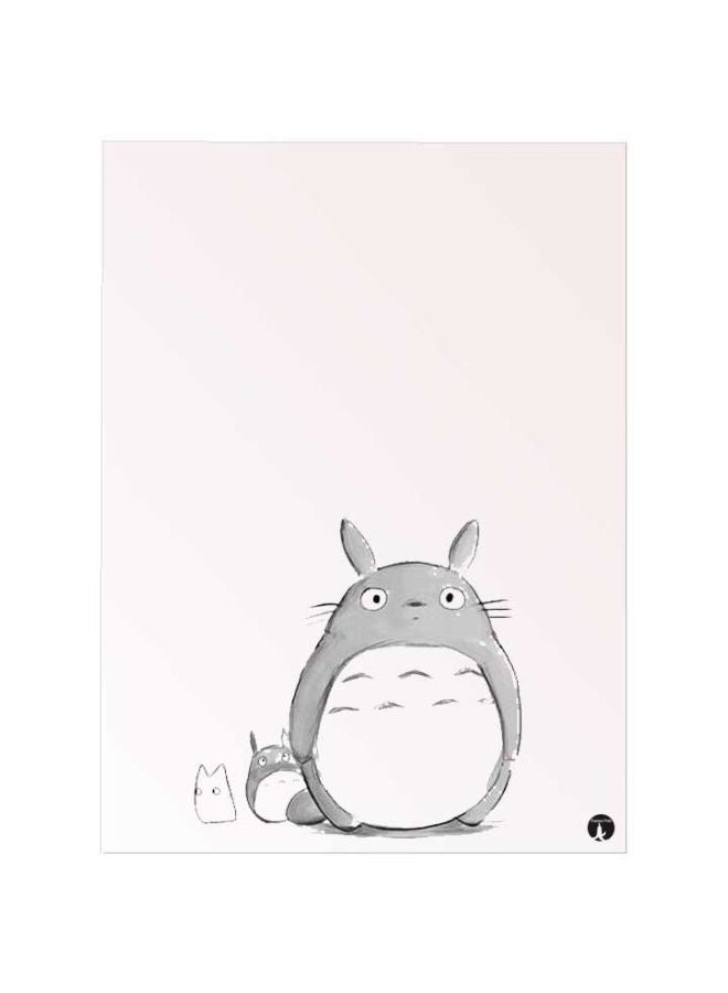 بي بي لوحة ماوس مطبوعة برسمة مقتبسة من أعمال أستوديو جيبلي أبيض/رمادي