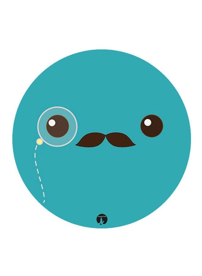 لوحة ماوس مزينة بطبعة وجه أزرق / بني / أبيض