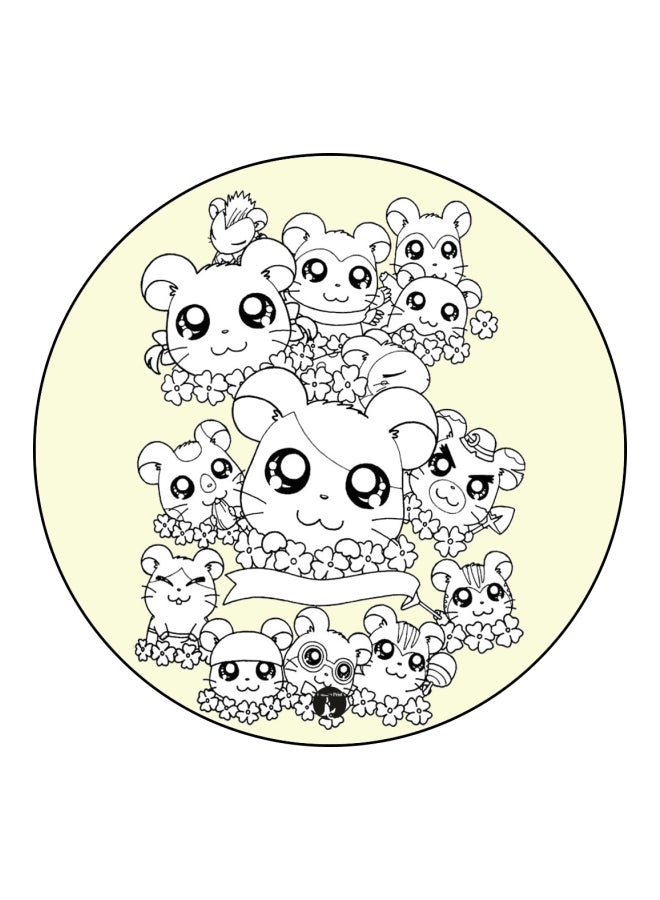 BP Anime Hamtaro Printed Mouse Pad Yellow/Black/White