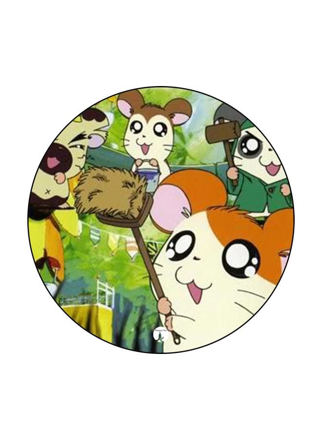 لوحة ماوس مطبوعة برسمة مقتبسة من مسلسل الأنمي "Hamtaro" أخضر/ أصفر/ بني