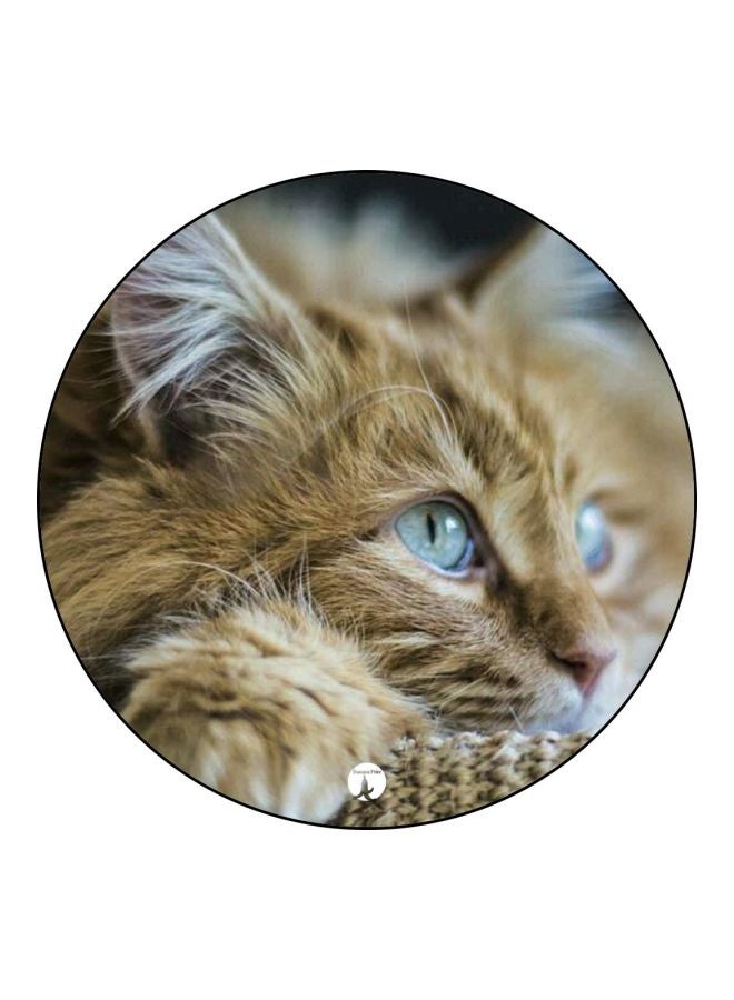Cat Printed Mousepad Brown/Blue/White