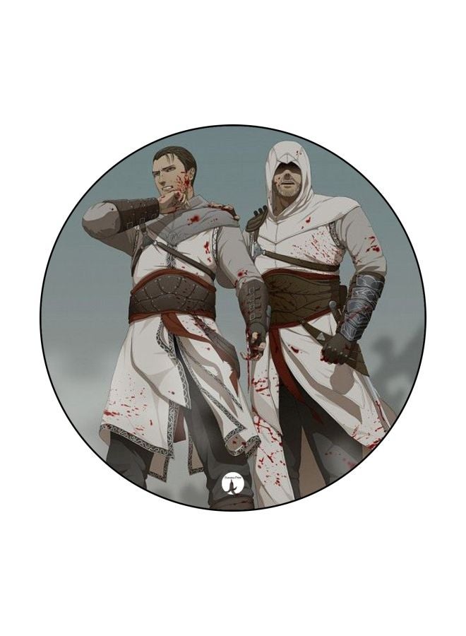 وسادة ماوس مطبوعة برسمة للعبة الفيديو Assassin's Creed أبيض/أسود/بني