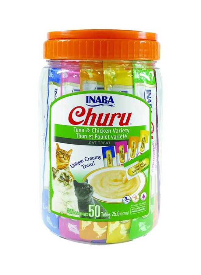 INABA Churu Tuna And Chicken Variety Pack Cat Treat 50 Pieces Brown 14g - Image 1