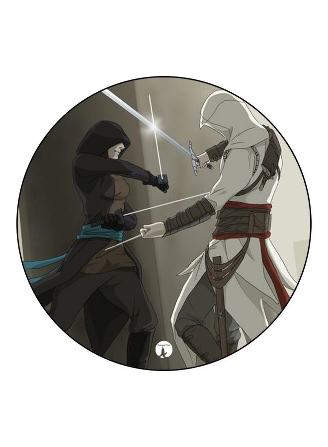 وسادة ماوس مطبوعة برسمة للعبة الفيديو Assassin's Creed رمادي / أبيض / أسود