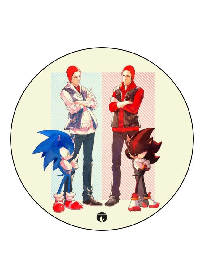 لوحة ماوس بطبعة مستوحاة من لعبتي الفيديو "Sonic" و"Infamous Second Son" بيج/أحمر/أزرق