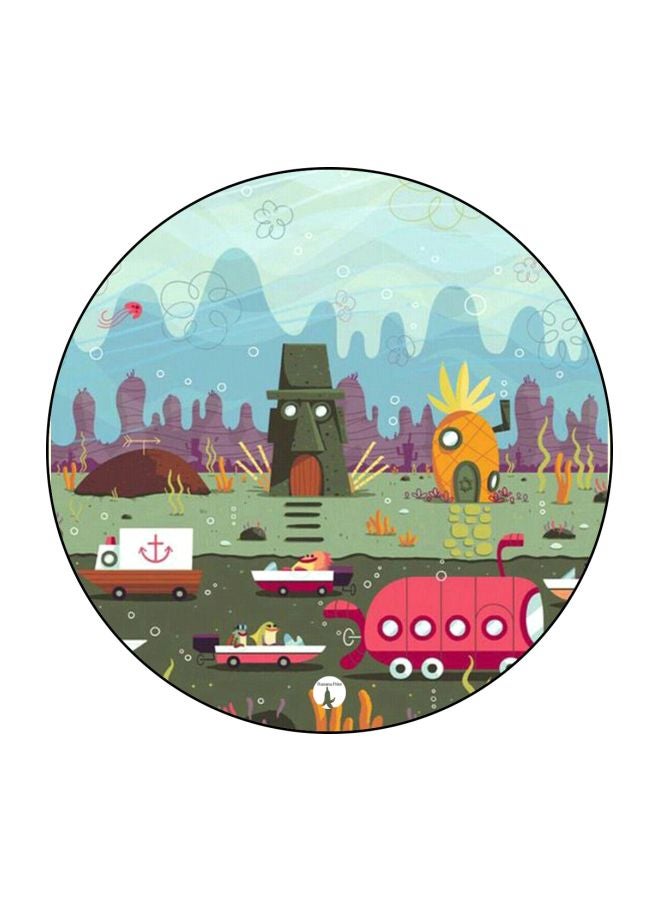 Spongebob Printed Mouse Pad Pink/Yellow/Green