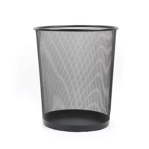 Metal Mesh Waste Bin Black 7.5x9x10.6inch