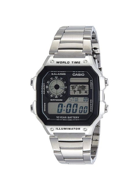 Men's Water Resistant Digital Watch AE-1200WHD-1AVDF - 45 mm - Silver