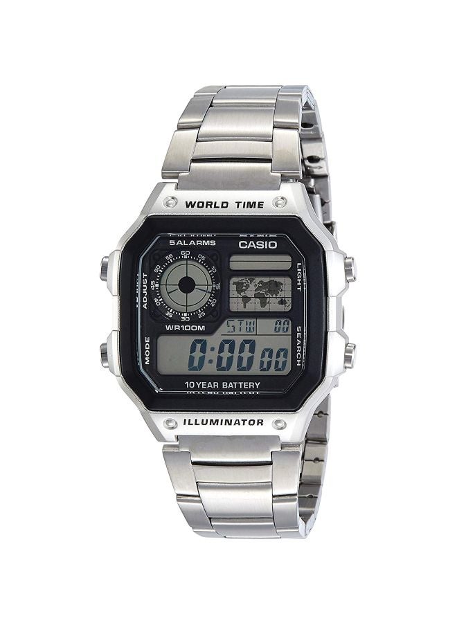 CASIO Men's Water Resistant Digital Watch AE-1200WHD-1AVDF - 45 mm - Silver  - Image 1