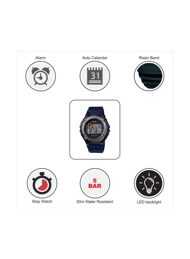 كاسيو ساعة يد رقمية للشباب طراز W-216H-2BVDF - مقاس 46 مم - لون أزرق للرجال - Image 5