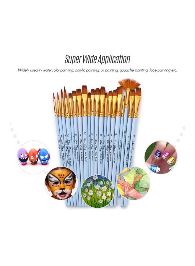 طقم فرش رسم للفنانين من 20 قطعة أزرقذهبي - Image 2