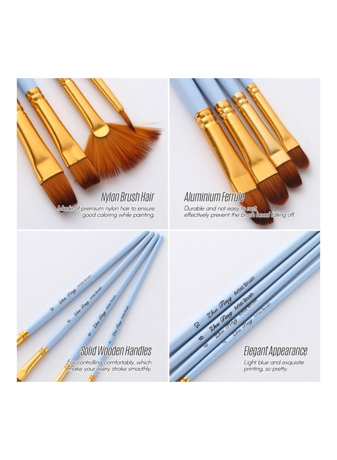 طقم فرش رسم للفنانين من 20 قطعة أزرقذهبي - Image 4