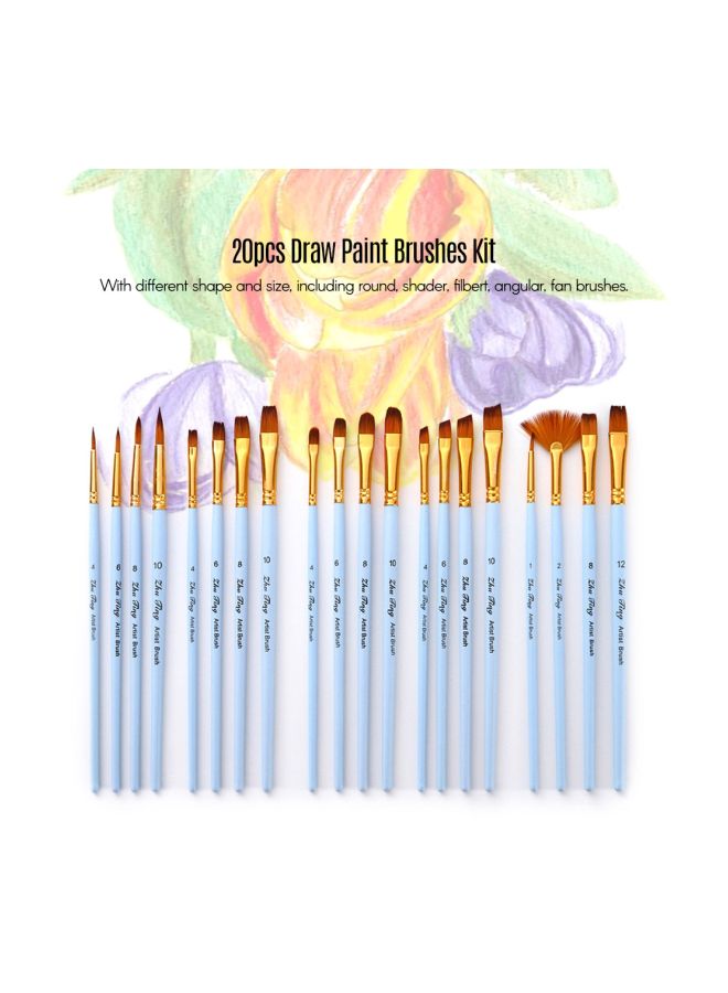 طقم فرش رسم للفنانين من 20 قطعة أزرقذهبي - Image 3