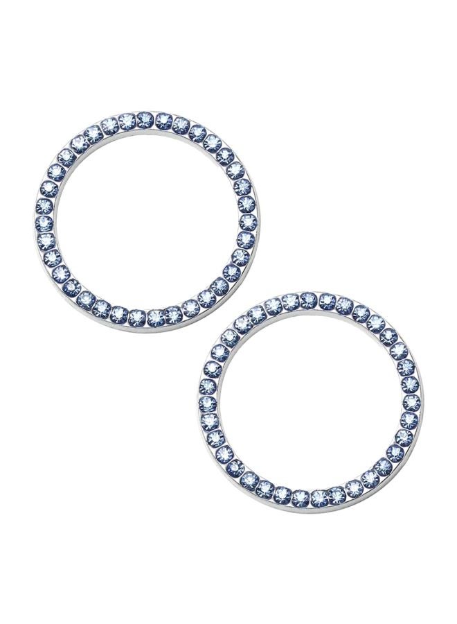 صن شاين طقم حلقات مرصعة بالكريستال لتزيين مقبض تشغيل محرك السيارة مكون من قطعتين - Image 1