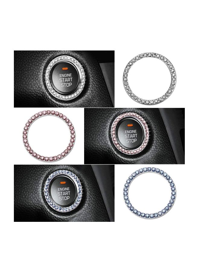 صن شاين طقم حلقات مرصعة بالكريستال لتزيين مقبض تشغيل محرك السيارة مكون من قطعتين - Image 2