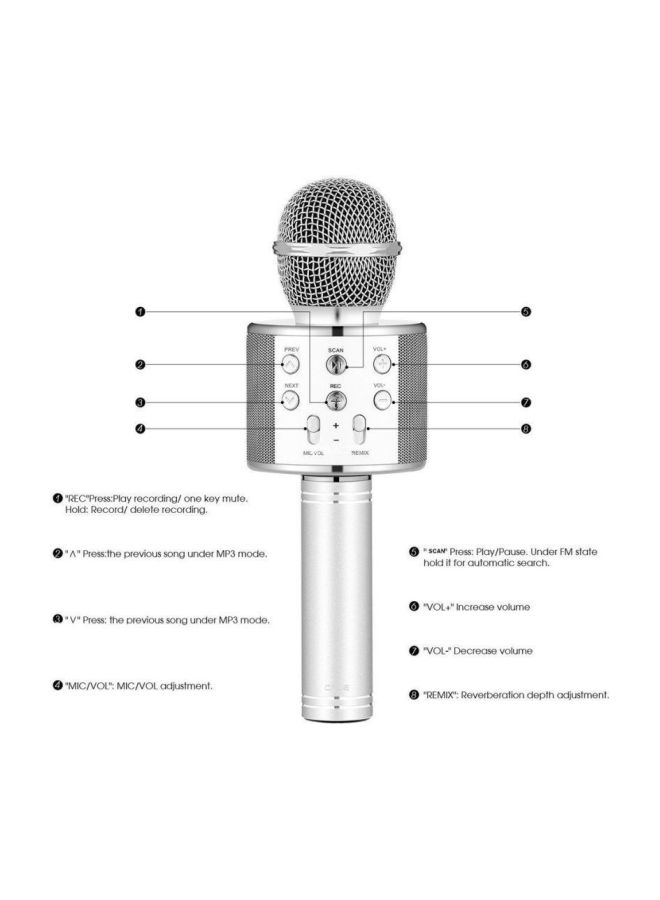 WS-858 Bluetooth Microphone/Speaker W/ Voice Changing For Smartphones - Silver WS-858 Silver - Image 2