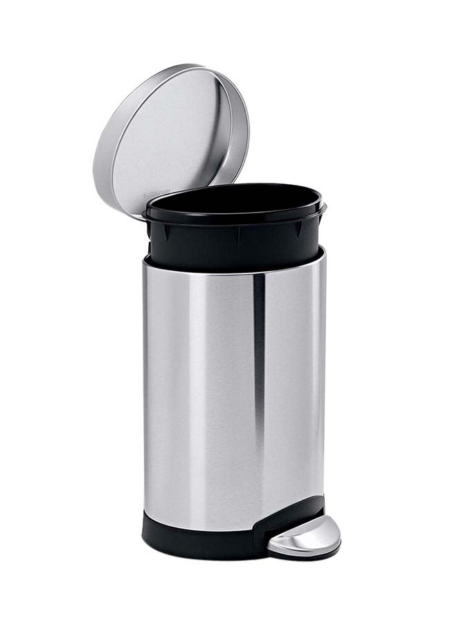 simplehuman Semi Round Bin Silver/Black 6Liters  - Image 2
