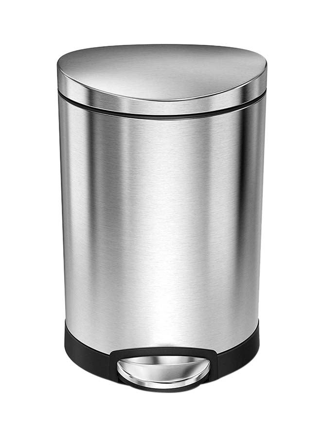 simplehuman Semi Round Bin Silver/Black 6Liters  - Image 1