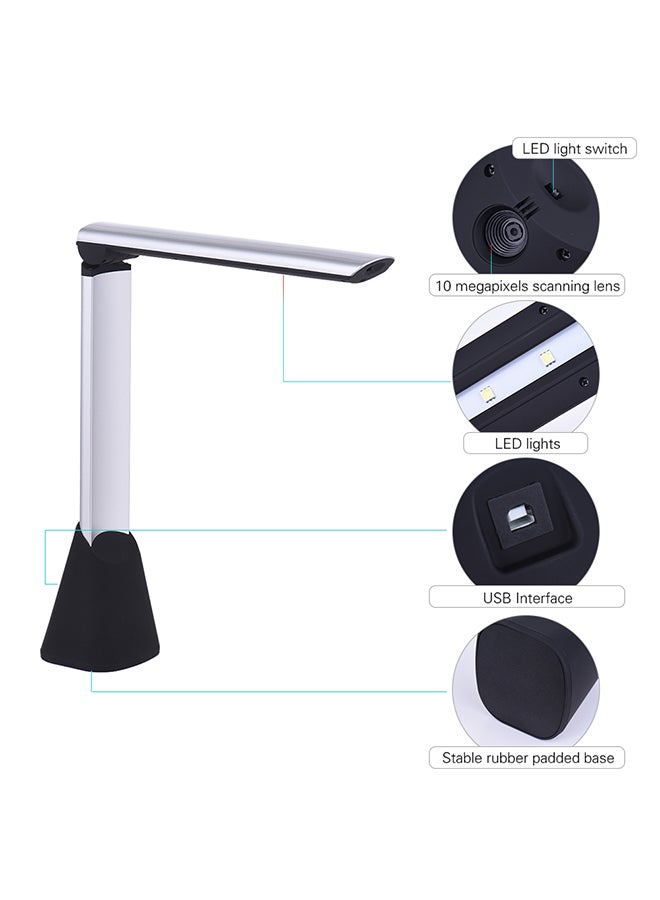Generic - Portable High Speed USB Book Image Document Camera Scanner 10 Mega-pixel HD High-Definition Max. A4 Scanning Size with OCR Function LED Light for Classroom Office Library Bank White - Image 1