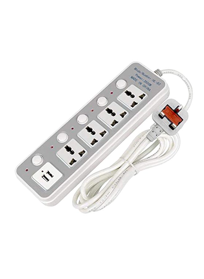 SAPU - Power Socket Extension With 2 USB Ports White/Grey - Image 1