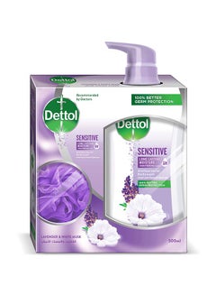 Dettol Anti-Bacterial Body Wash Lavender And White Mask With Puff 500ml  - Image 2