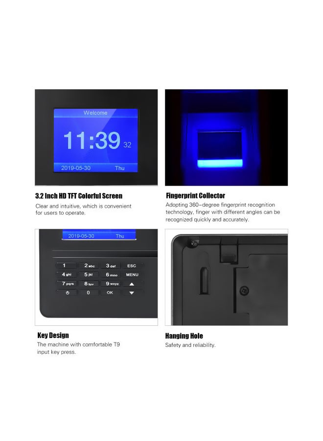 أيبيسي آلة تسجيل وقت الحضور البيومترية أسود - Image 5