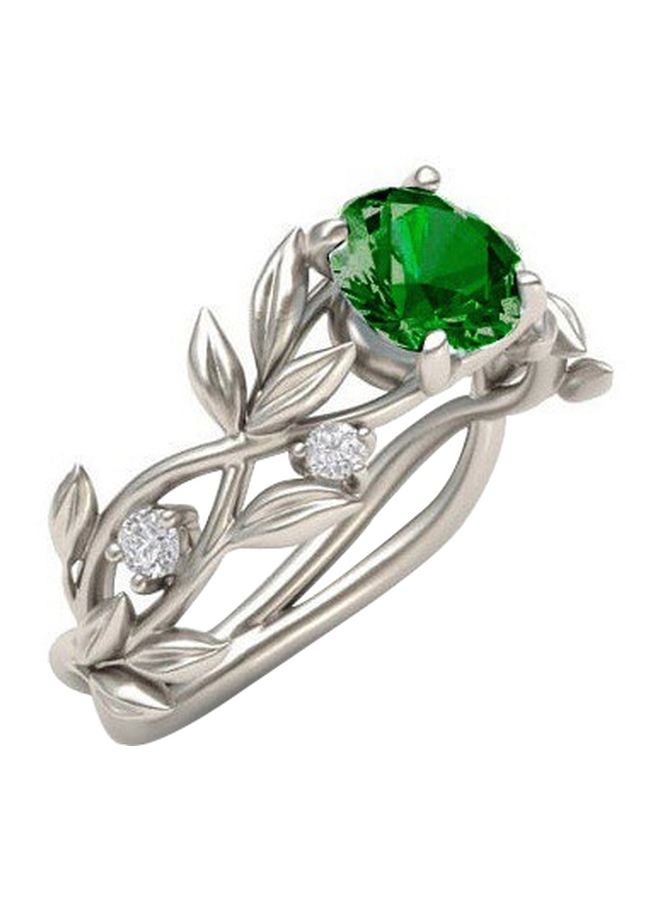 Branch Flower Designed Zircon Gold Plated Ring 