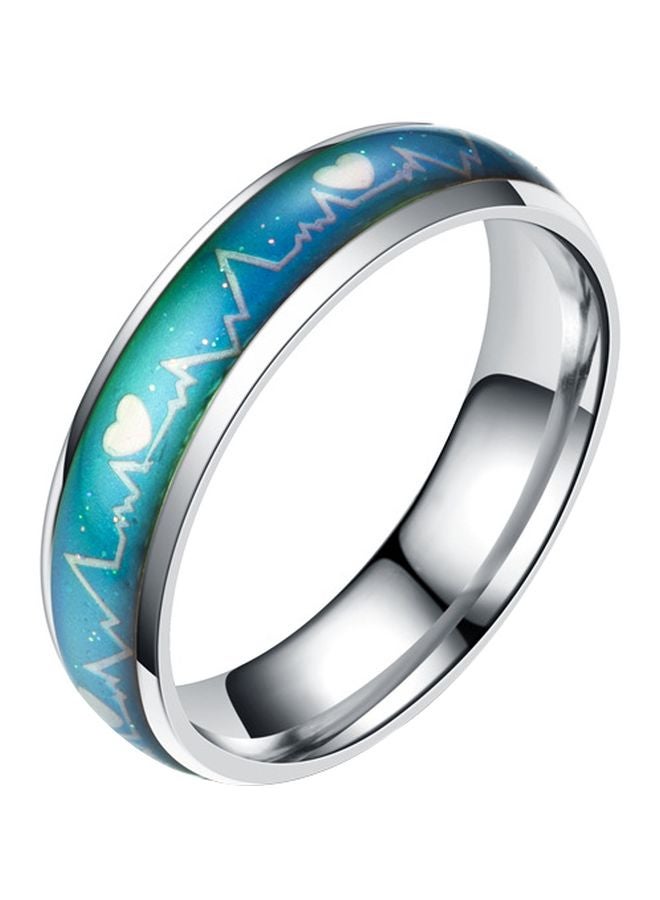 Titanium Steel Electrocardiographic Designed Colour Changing Ring 