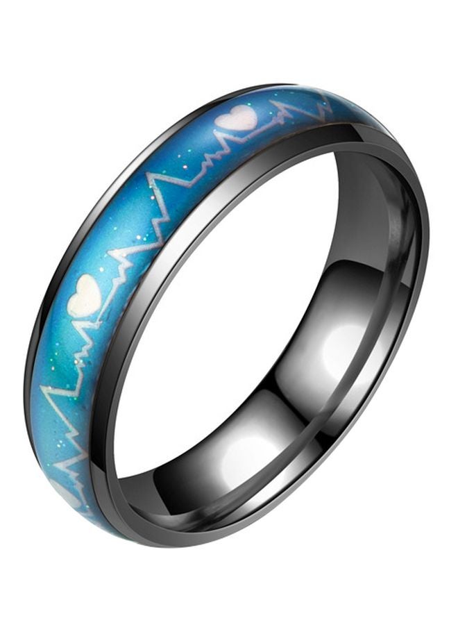 Titanium Steel Electrocardiographic Designed Colour Changing Ring