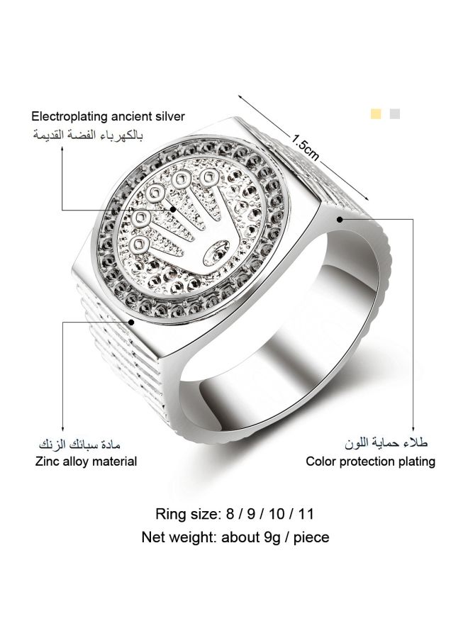 Zinc Alloy White Gold Plated Hip Hop Rock Crown Ring  - Image 2