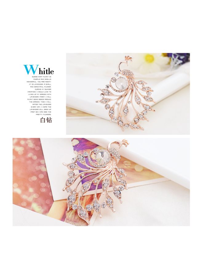 Generic - Peacock Modeling Stone Studded Brooch - Image 1