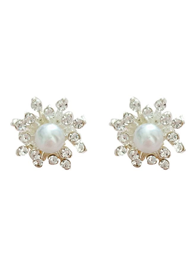 5-Pair Pearl And Zircon Studded Flower Shape Hand Jewellery 