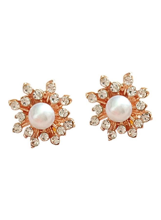 5-Pair Pearl And Zircon Studded Flower Shape Hand Jewellery 