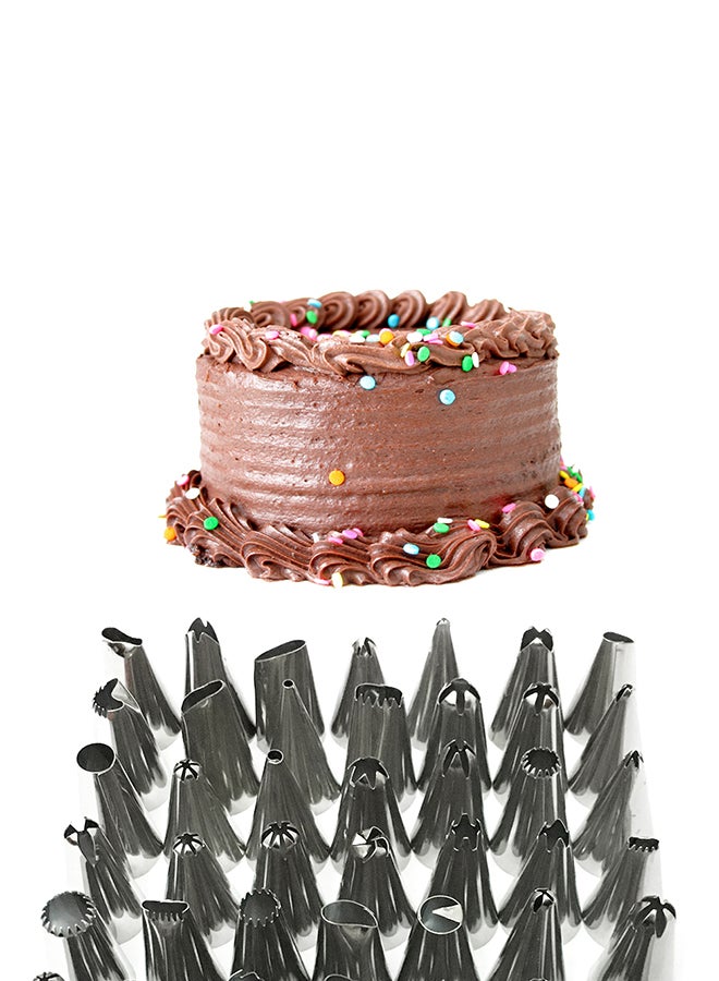 48-Piece Cake Decorating Turntable Set Silver - Image 3