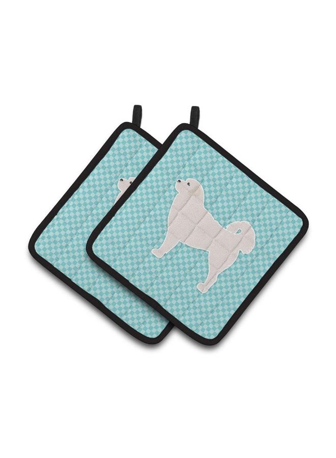 Caroline's Treasures 2-Piece Tatra Sheepdog Checkerboard Pot Holder Blue/Grey 7.5 x 7.5inch 