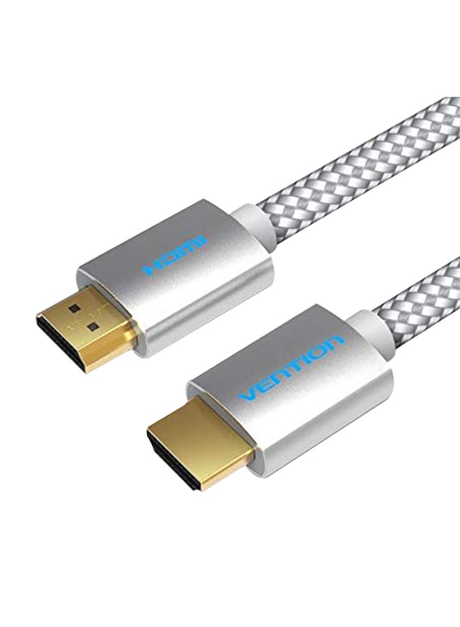 فينشن كابل مضفر من القطن HDMI 2.0 إلى 3D 4K رمادي فضي - Image 1