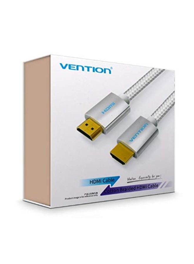 فينشن كابل مضفر من القطن HDMI 2.0 إلى 3D 4K رمادي فضي - Image 2