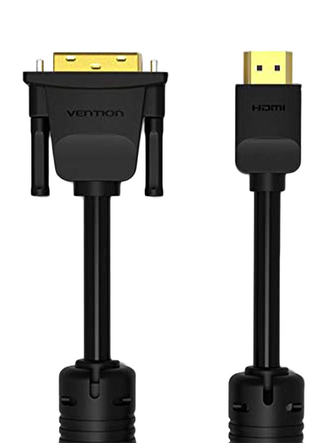 فينشن كابل ذكر إلى ذكر محول HDMI مكون من 24 سناً مع سن إضافي إلى DVI أسود/ذهبي  - Image 1