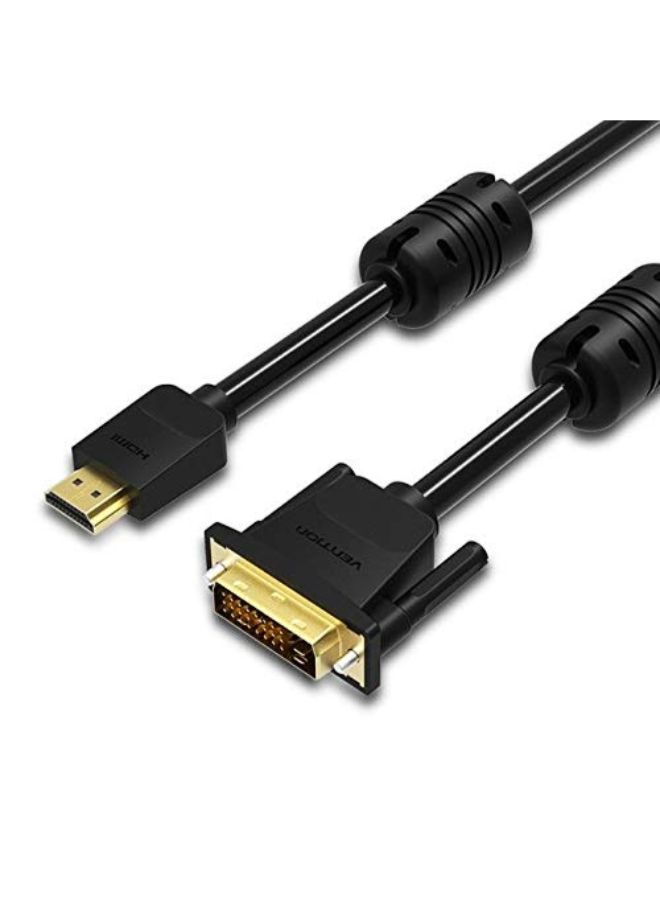 فينشن كابل ذكر إلى ذكر محول HDMI مكون من 24 سناً مع سن إضافي إلى DVI أسود/ذهبي  - Image 2