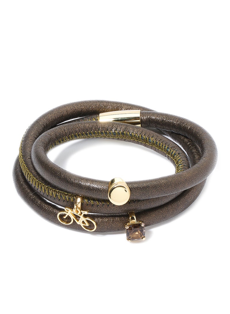 CHRISTINA DESIGN LONDON Sterling Silver Bracelet With Big Rose And Smokey Snake Gemstone  - Image 1