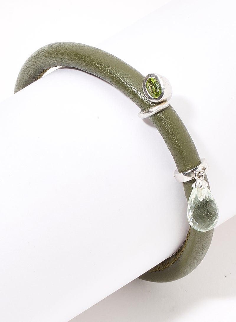 CHRISTINA DESIGN LONDON Peridot Snake Pattern Leather Bracelet - Image 2