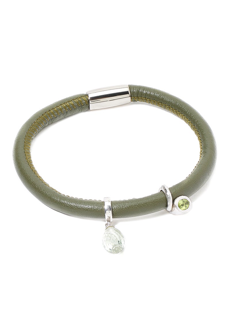 CHRISTINA DESIGN LONDON Peridot Snake Pattern Leather Bracelet - Image 1