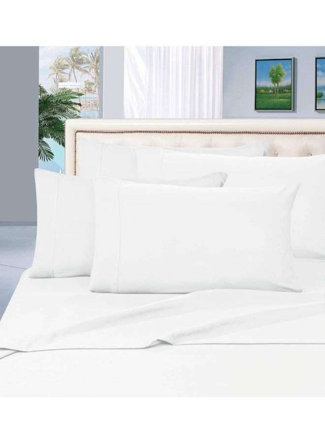 Elegant Comfort 6-Piece Striped Pattern King Sheet Set White 