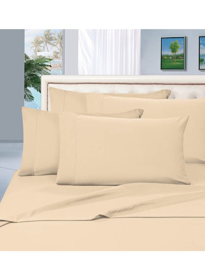 Elegant Comfort 6-Piece Striped Pattern King Sheet Set Cream