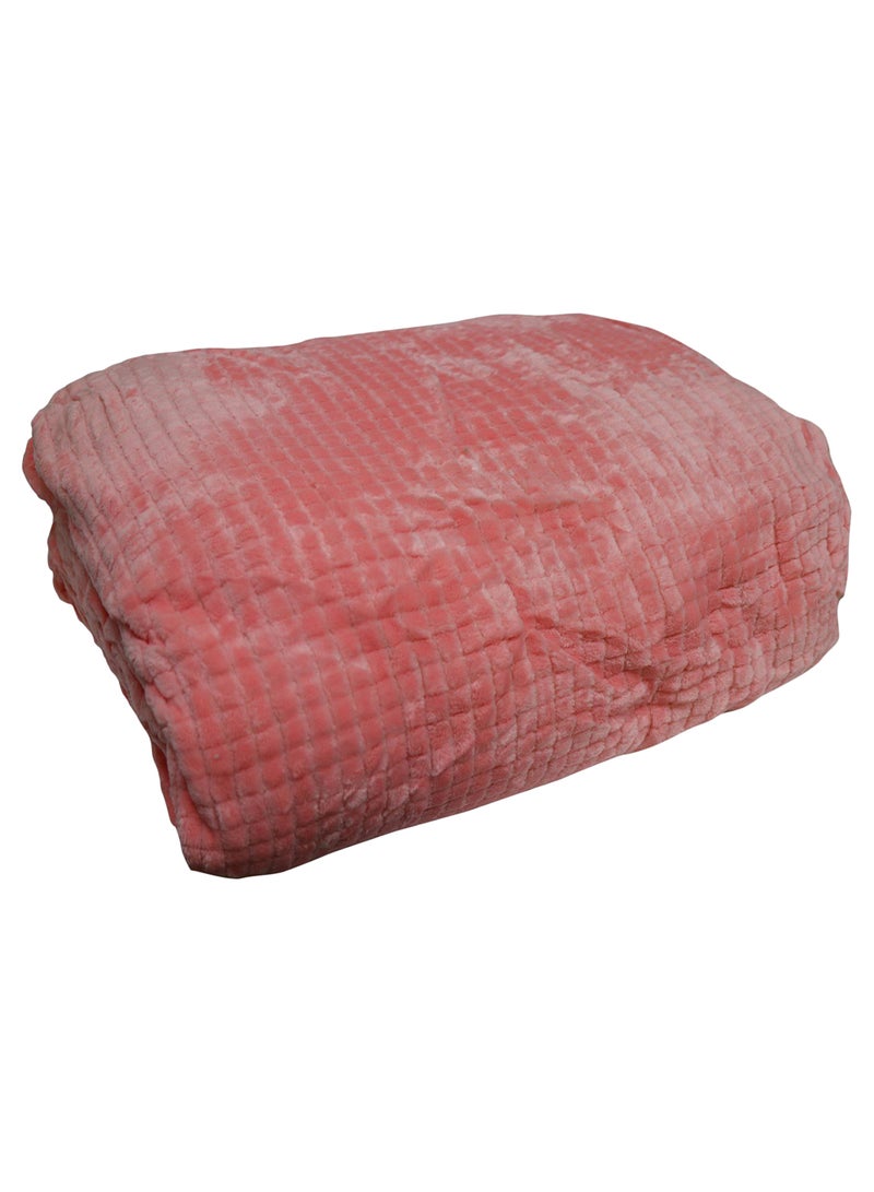 Check Soft Fleece Single Blanket Cotton Pink 203x152cm