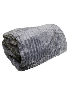 Soft flannel Stripe Soft Fleece Double Blanket Cotton Grey 